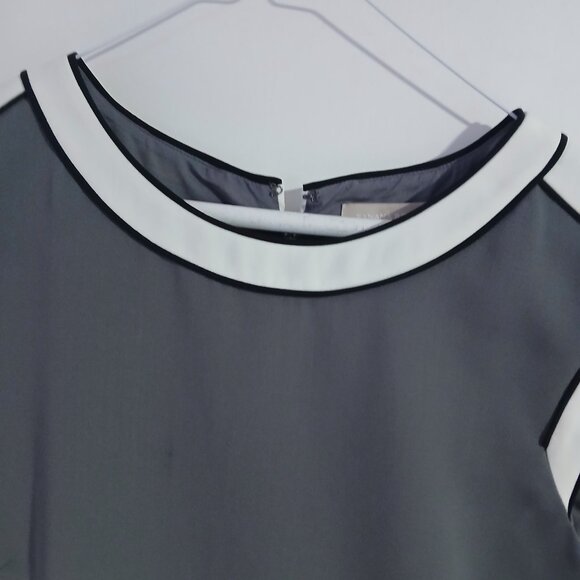 Banana Republic Women's Sleeveless Sheath Dress Gray with White Trim SZ 8 - Picture 5 of 9